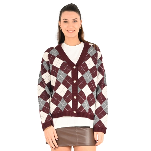 haveone cardigan donna vino panna antracite MPQ-M205