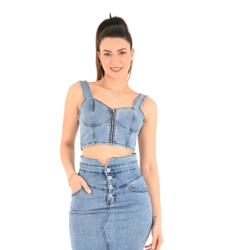 influencer top donna denim chiaro 01D2033