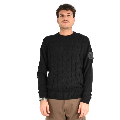 refrigue maglia uomo nero CREWNECK CABLE