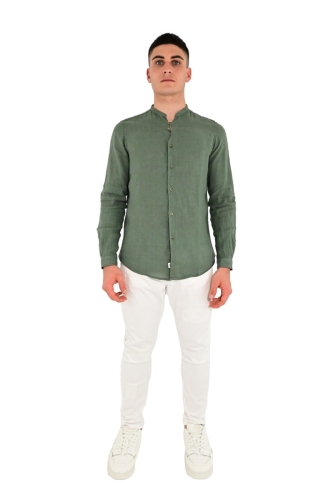 paolo di matteo camicia uomo verde militare 2099 4002