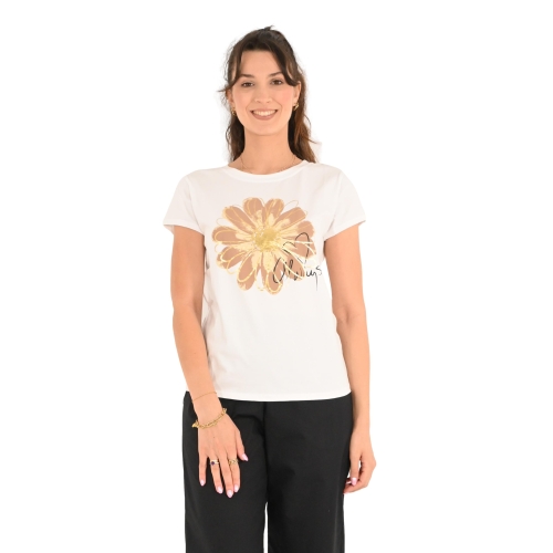 nuova moda t-shirt donna bianco oro 116-1909