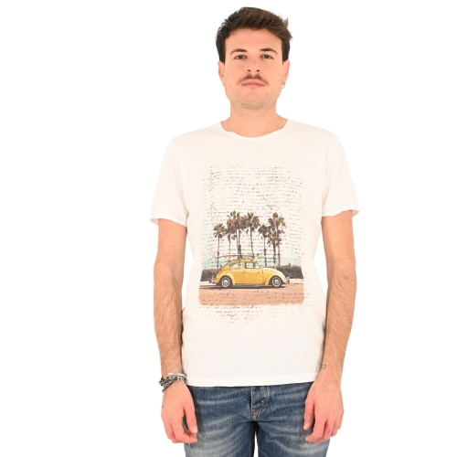 identiko bis t-shirt uomo bianco CAR VINTAGE