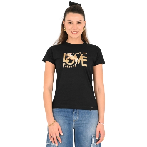 please t-shirt donna nero T7663PE502