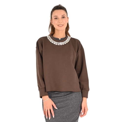 vicolo felpa donna cioccolato TS0599