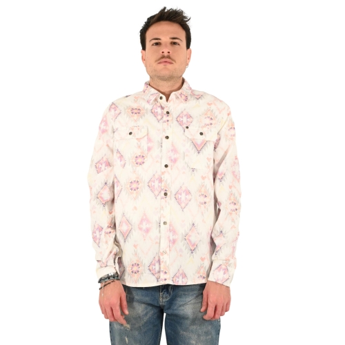 pont denim camicia uomo bianco rosa KOMI