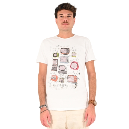 identiko bis t-shirt uomo bianco TELEVISION EPOC