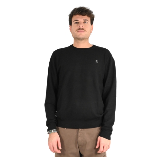 refrigue maglia uomo nero CREWNECK WAFFLE