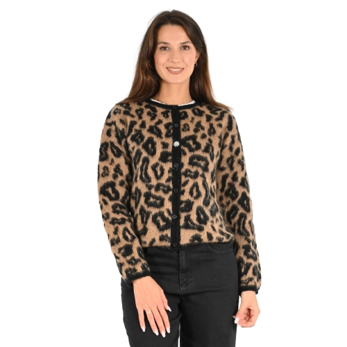 vicolo cardigan donna nero cammello 77157S